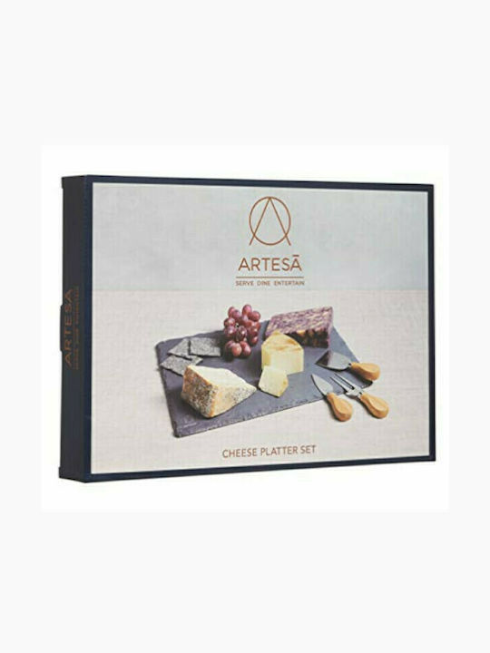 Kitchen Craft Πλατώ Σερβιρίσματος Τυριών από Πέτρα με Μαχαίρια & Πιρούνι Τυριού 32x25εκ. 4τμχ