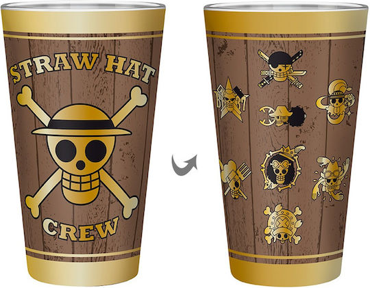 Abysse One Piece Skulls Pahar pentru apa din Sticlă în Culoarea Maro 400ml