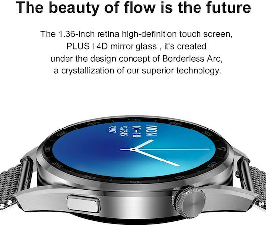 NO.1 DT3 Pro Smartwatch με Παλμογράφο (Μαύρο)