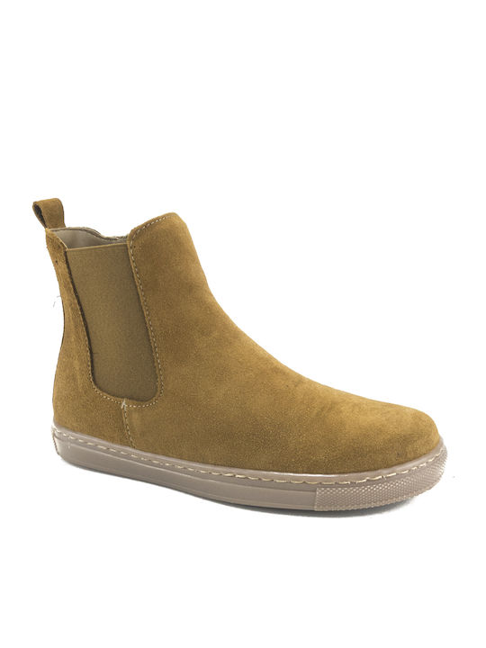 Scarpy Kids Suede Boots with Zipper Tabac Brown