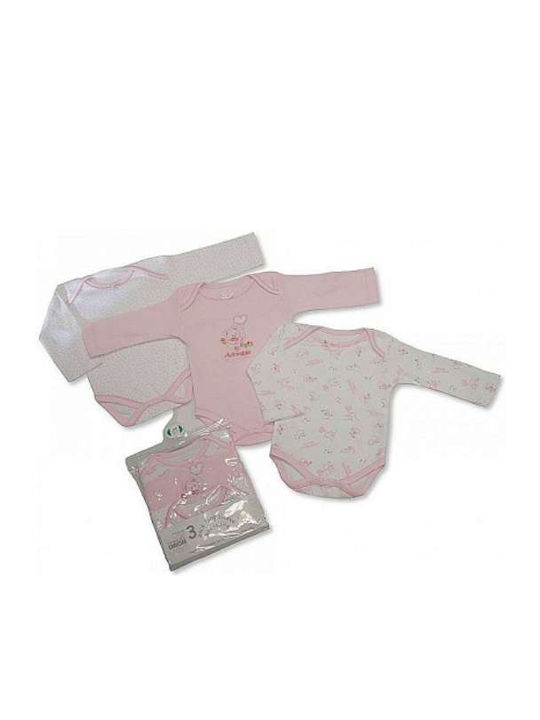 Nursery Time Baby Bodysuit Underwear Set Long-Sleeved Pink