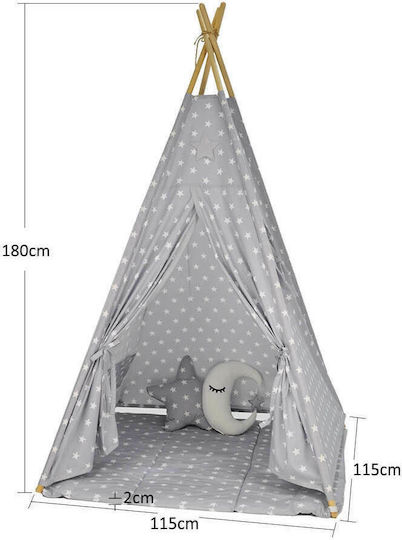Bebe Stars Kids Indian Teepee Play Tent Stars Gray