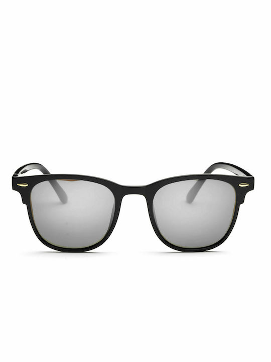 Sunreyes Classic Sunglasses with Black / Silver Plastic Frame and Gray Lens