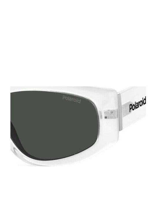 Polaroid Unisex Sunglasses with Transparent Horn-Rimmed Frame and Grey Polarized Lenses PLD6169/S 900/M9