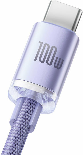 Baseus Crystal Shine Geflochtenes USB 2.0 Kabel USB-C männlich - USB-A 100W PD Lila 2m CAJY000505