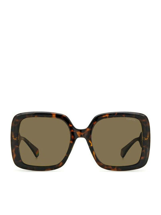 Polaroid Women's Sunglasses with Brown Tartaruga Plastic Frame and Brown Polarized Lens PLD6168/S 086/SP