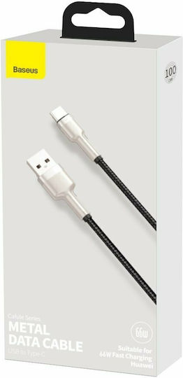 Baseus Cafule Metal Braided USB 2.0 Cable USB-C male - USB-A 66W Μαύρο 1m CAKF000101