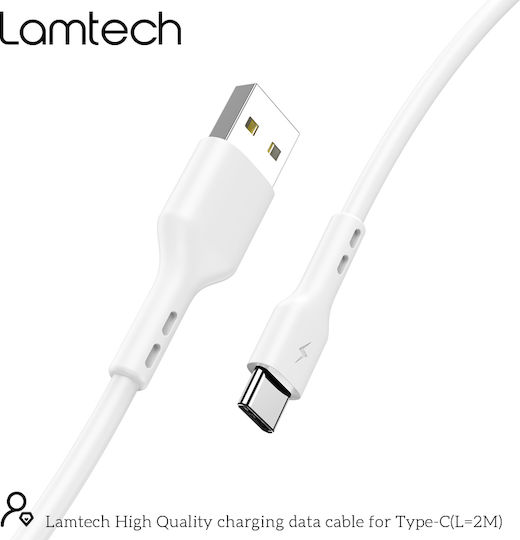 Lamtech USB 2.0 Cable USB-C male - USB-A 18W Λευκό 2m LAM446841