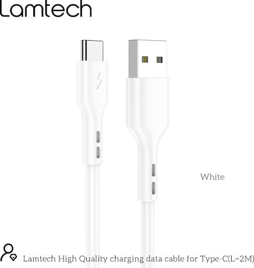 Lamtech USB 2.0 Cable USB-C male - USB-A 18W Λευκό 2m LAM446841