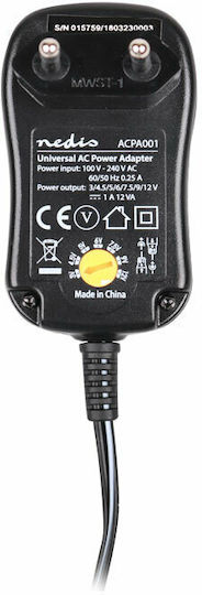 Nedis Universelles Netzadapter Einstellbare Spannung 12V 1A mit Leistung 12W mit Steckerset (ACPA001)
