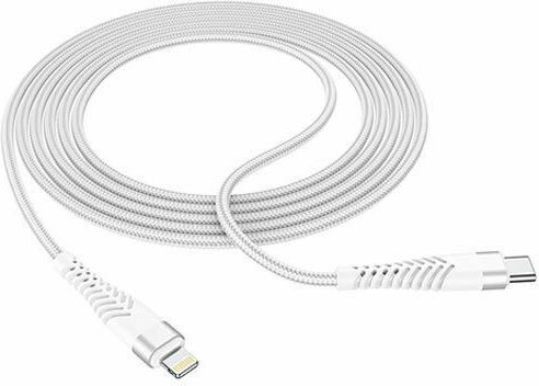 Lamtech Braided USB-C to Lightning Cable Λευκό 2m (LAM023640)