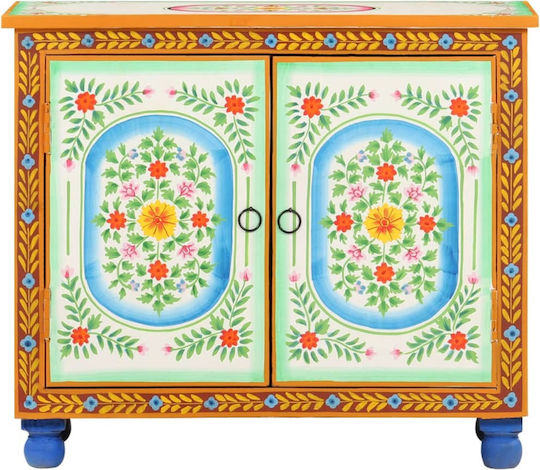 Cabinet De Depozitare Din Lemn Masiv Multicolor L70xL35xÎ60cm