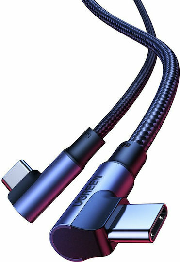 Ugreen US335 Ъглов (90°) / Плетен USB 2.0 Кабел USB-C Мъжки - USB-C 100W PD Черен 1m 70696