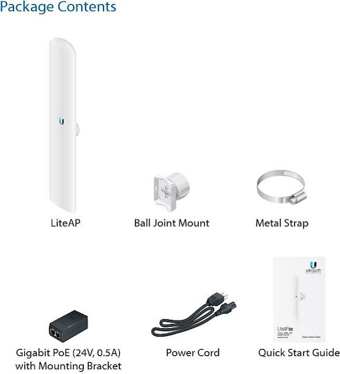 Ubiquiti LiteAP AC Εξωτερική Κεραία WiFi Sectorial 16dBi με σύνδεση Ethernet
