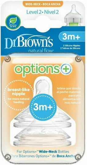 Dr. Brown's Options Silicone Baby Bottle Teats Medium Flow for 3+ months 2pcs