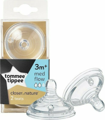 Tommee Tippee Silicone Baby Bottle Teats Medium Flow for 3+ months 2pcs