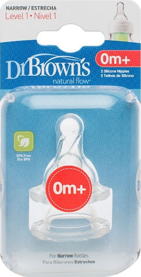 Dr. Brown's Natural Flow Options Silicone Baby Bottle Teats Normal Flow for 0+ months 2pcs