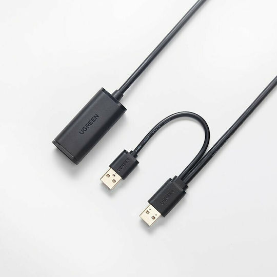 Ugreen US137 USB 2.0 Cable USB-A male - USB-A female Μαύρο 5m (20213)