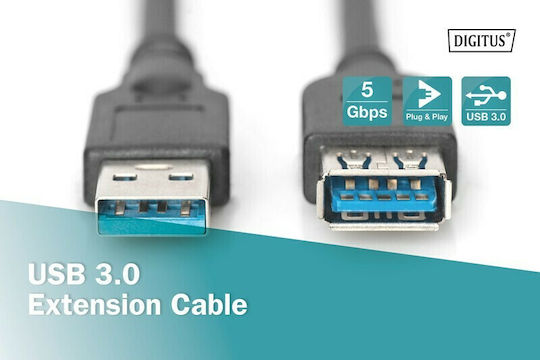 Digitus USB 3.0 Cable USB-A male - USB-B female 1.8m (AK-300203-018-S)