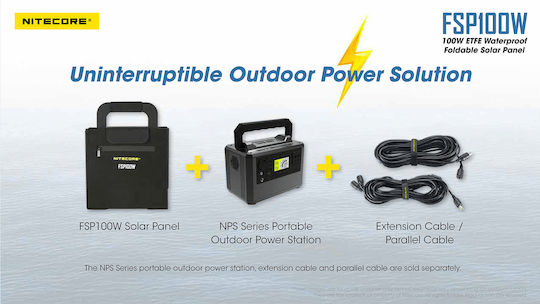 NiteCore FSP100W Αναδιπλούμενο Ηλιακό Panel Φορτιστής 100W (Επαναφορτιζόμενων Μπαταριών / Φορητών Συσκευών) (9110101118)