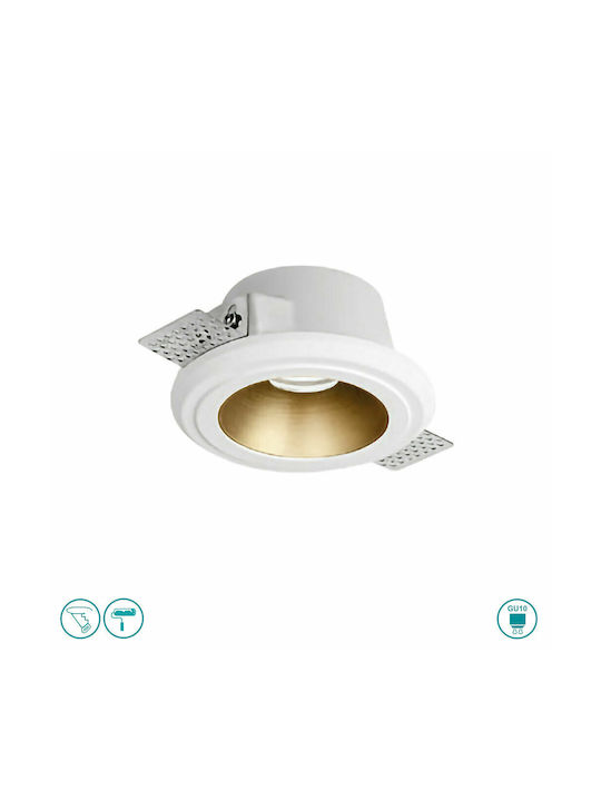 Gea Luce Astra Round Plaster Recessed Spot with Socket GU10 Copper 12x12cm. 1pcs