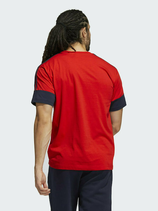 Adidas Sport 3-Stripes Ανδρικό T-shirt Red / Legend Ink με Λογότυπο