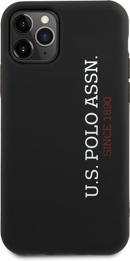 U.S. Polo Assn. Vertical Logo Umschlag Rückseite Silikon Schwarz (iPhone 11 Pro Max)