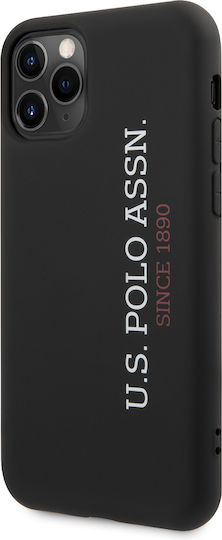 U.S. Polo Assn. Vertical Logo Umschlag Rückseite Silikon Schwarz (iPhone 11 Pro Max)