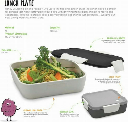 Smash Lunchbox Kunststoff Grey Geeignet für die Mikrowelle 1000ml 1Stück