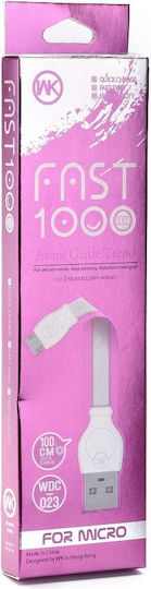 WK Flat USB 2.0 spre micro USB Cablu Alb 1m (250249) 1buc
