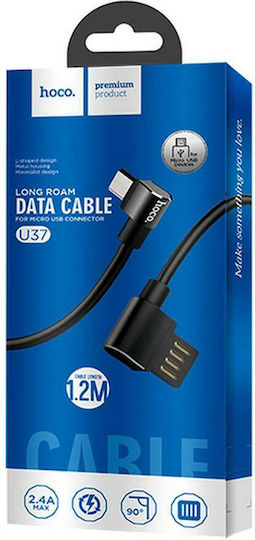 Hoco Angle (90°) / Regular USB 2.0 to micro USB Cable Μαύρο 1.2m (U37)