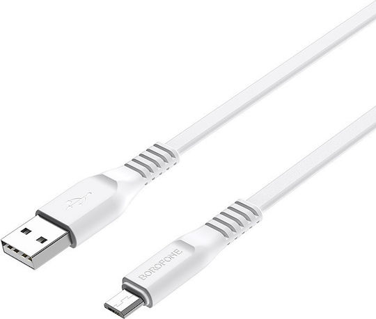 Borofone BX23 Wieldy Regular USB 2.0 to micro USB Cable Λευκό 1m