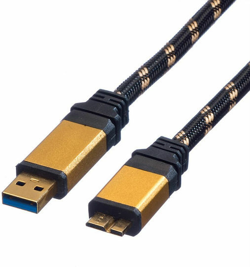 Roline 11.02.8878 Regular USB 3.0 spre micro USB Cablu Auriu 0.8m (11.02.8878) 1buc