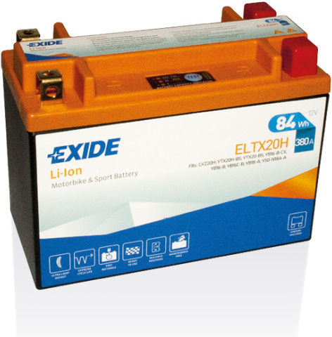 Exide li-ion Lithium Motorradbatterie YTX20H-BS mit Kapazität 380Ah und 84Wh