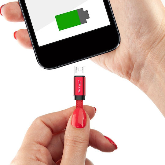 V-TAC Ruby Braided USB 2.0 spre micro USB Cablu Roșu 1m (8497) 1buc
