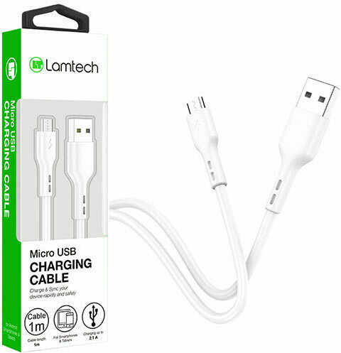Lamtech Regular USB 2.0 to micro USB Cable Λευκό 1m (LAM440986)