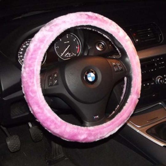 Sumex Car Steering Wheel Cover Girly with Diameter 37-39cm Synthetic Pink Fur