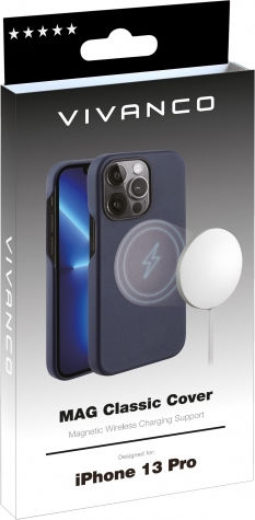 Vivanco Mag Classic Umschlag Rückseite Silikon Blau (iPhone 13 Pro)