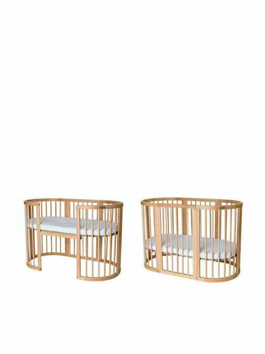 IngVart Babybett Multifunktional Smart Round Oak für Matratze 60x125cm