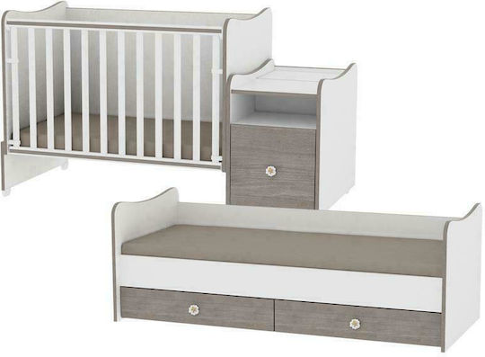 Lorelli Cabrio Babybett Trend Plus Weiß & Artwood mit Schublade