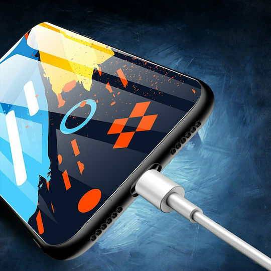 Hurtel Color Glass Pattern 1 Umschlag Rückseite Kunststoff Blue/Yellow/Orange (iPhone 11 Pro Max)