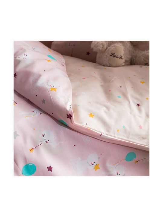 Vesta Home Baby Duvet Cover Set With Pillowcase Cat Pink 120x160cm