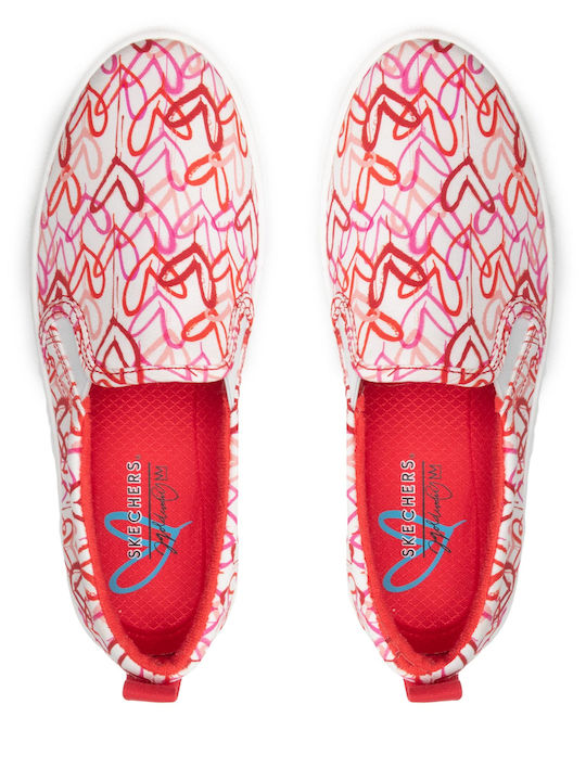 Poppy Γυναικεία Slip-On Πάνινα White / Red / Pink
