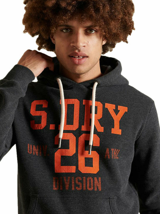 Track & Field Sweatshirt with Hood Charcoal Marl