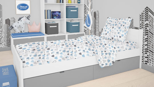 Dimcol Baby Duvet Cover Hearts 08 Blue 120x160cm