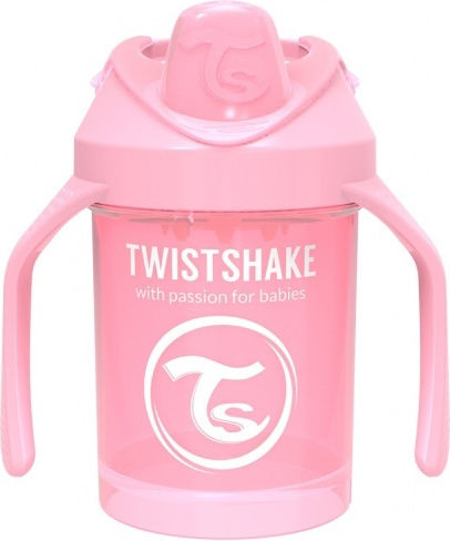 Twistshake Mini Cup Educational Sippy Cup Plastic with Handles Pink for 4m+m+ 230ml