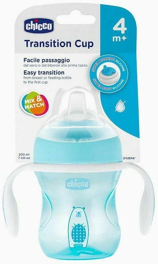 Chicco Transition Cup 4m+ Soft Silicone Glove Blue 200ml