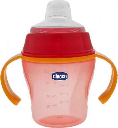 Chicco Meal Cup Educational Sippy Cup Plastic with Handles Red for 12m+m+ 180ml 06824-70