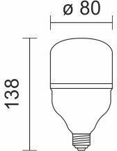 Spot Light LED-Lampe 20W für Fassung E27 und Form T80 Naturweiß 2000lm