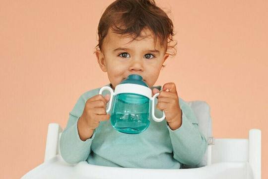 Mepal Educational Sippy Cup Plastic with Handles Turquoise for 6m+m+ 200ml